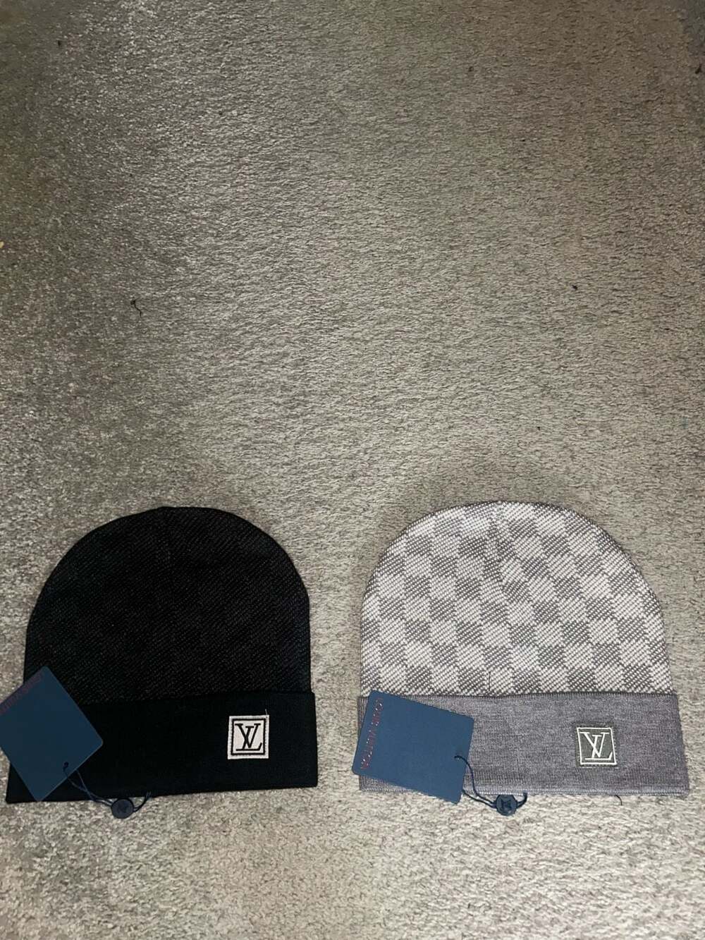 Louis Vuitton Damier Petit Mesh Knit Beanie Hat Set